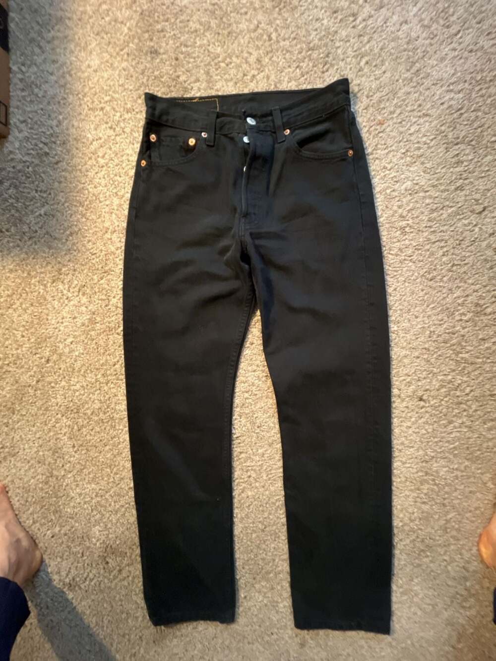 Levi's 501 XX Jeans Black Button Fly Original Fit WaterLess Size 28x30.5